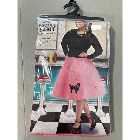 Fun World 50s Poodle Skirt Plus Size Costume One Size 16W-22W Sequin Accent NEW - Picture 6 of 7
